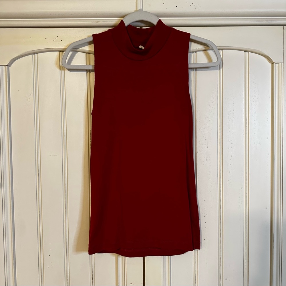 KOTN Red Sleeveless Mock Neck Tank Top